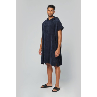 Unisex hooded towelling poncho